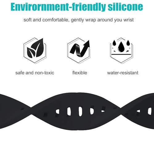 ACM Watch Strap Silicone Belt 20mm compatible with Goqii Smart Vital Max Hd 2023 Smartwatch Color Hook Band Black - Image 4
