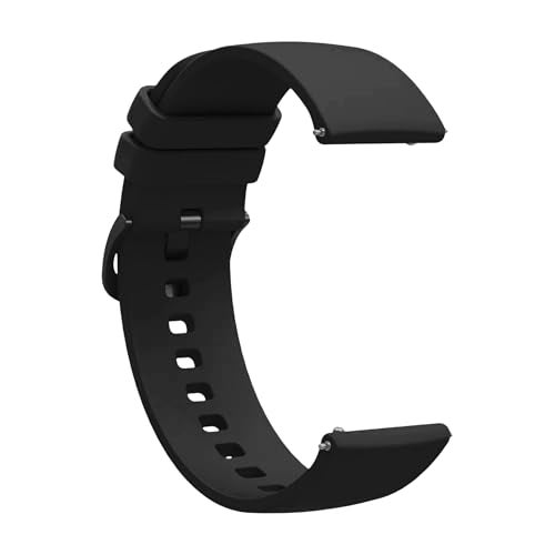ACM Watch Strap Silicone Belt 20mm compatible with Goqii Smart Vital Max Hd 2023 Smartwatch Color Hook Band Black - Image 2