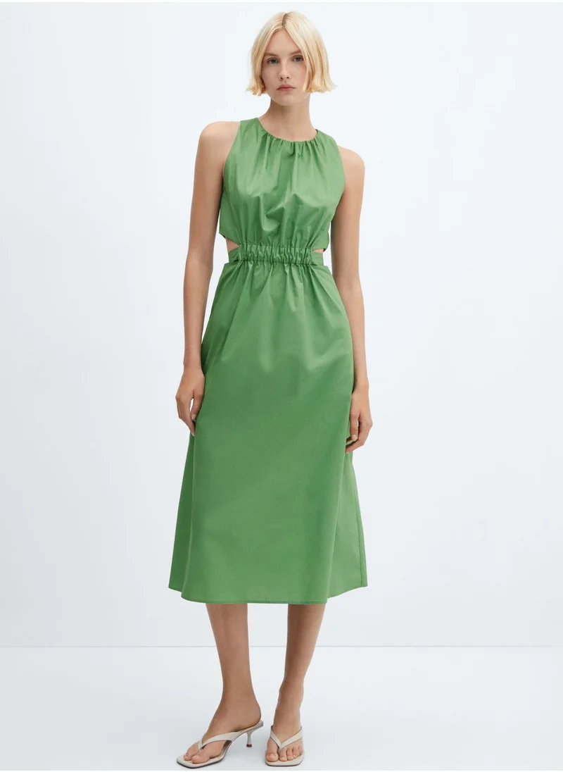 MANGO Crew Neck Side Cut Out Dress