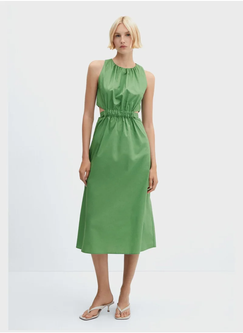 MANGO Crew Neck Side Cut Out Dress