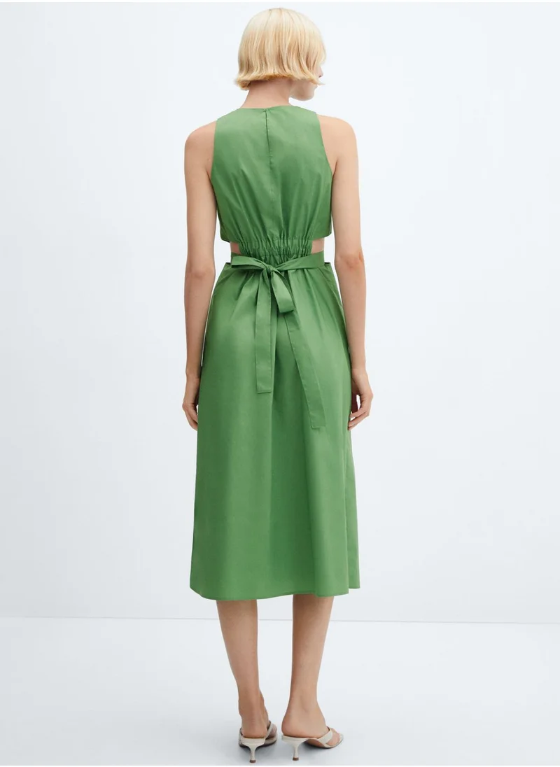 MANGO Crew Neck Side Cut Out Dress