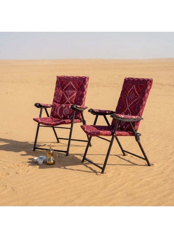 SEGADTY 1+1 Package from SEGADTY Foldable Camping Chair with Arm-Rest Set + 2 Free packing bag– Portable Lightweight Kashan Design Chairs, 105×55 cm,Red, Durable Steel Frame for Outdoor & Home Use - Image 3