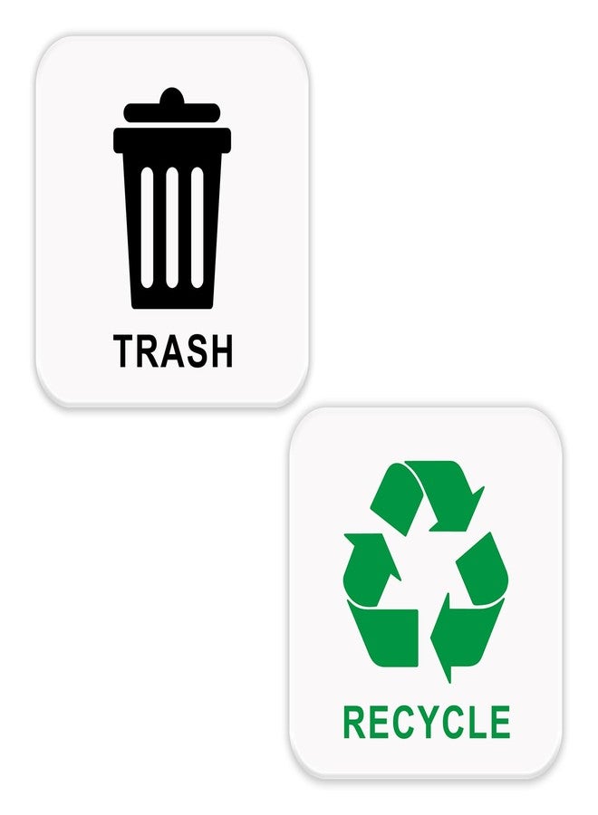 Recycle Stickers for Trash Bins,Acrylic Trash and Recycle Stickers - 2 Pack Recycling Sticker for Home Kitchen or Office Garbage Bin (Square) - Image 1