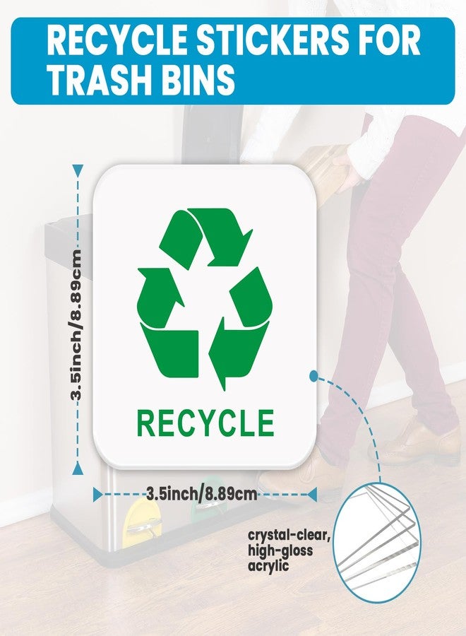 Recycle Stickers for Trash Bins,Acrylic Trash and Recycle Stickers - 2 Pack Recycling Sticker for Home Kitchen or Office Garbage Bin (Square) - Image 2