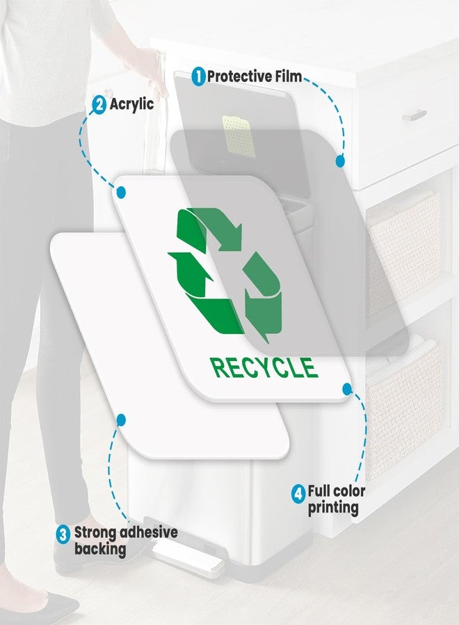 Recycle Stickers for Trash Bins,Acrylic Trash and Recycle Stickers - 2 Pack Recycling Sticker for Home Kitchen or Office Garbage Bin (Square) - Image 3