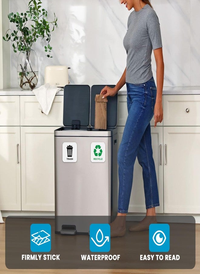 Recycle Stickers for Trash Bins,Acrylic Trash and Recycle Stickers - 2 Pack Recycling Sticker for Home Kitchen or Office Garbage Bin (Square) - Image 5