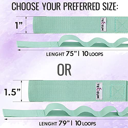 TECEUM [NEW 2023] TECEUM Yoga Stretching Strap 10 Loops Non-Elastic Strap - Home Workout Stretch Strap for Physical Therapy, Yoga, Pilates cttn 1 in LtG - Image 4