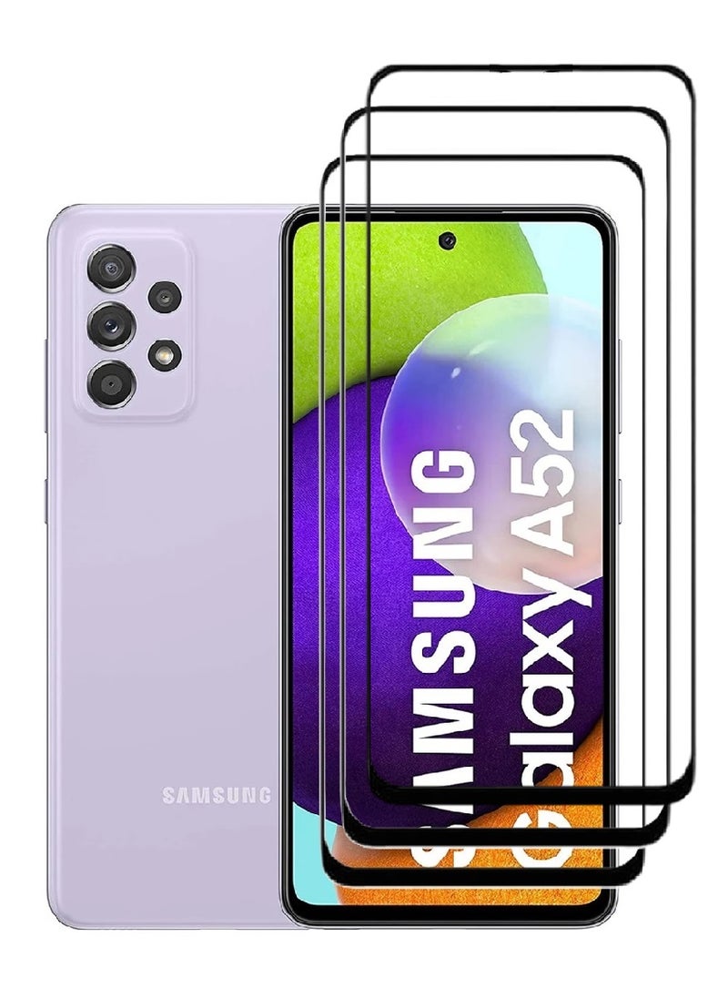 AINA 3 Pieces Tempered Glass Screen Protector 5D Designed For Samsung Galaxy A52 Full Glue Edge to Edge Full Screen Coverage And Bubble Free - Image 1
