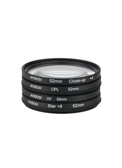 Andoer 52mm UV+CPL+Close-Up+4 +Star 8-Point Filter Circular Filter Kit Circular Polarizer Filter Macro Close-Up Star 8-Point Filter with Bag for Nikon Canon Pentax Sony DSLR Camera
