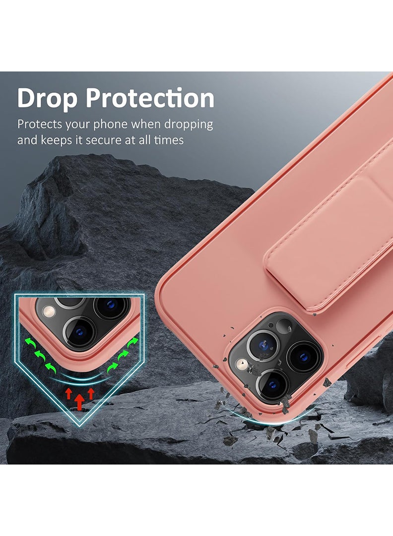 Case Up Compatible with Apple iPhone 13 Pro Max Case with Magnetic Stand & Holder, Premium Silicone Finger Grip Strap Holder Case Car Mount Kickstand Cover- Pink - Image 4