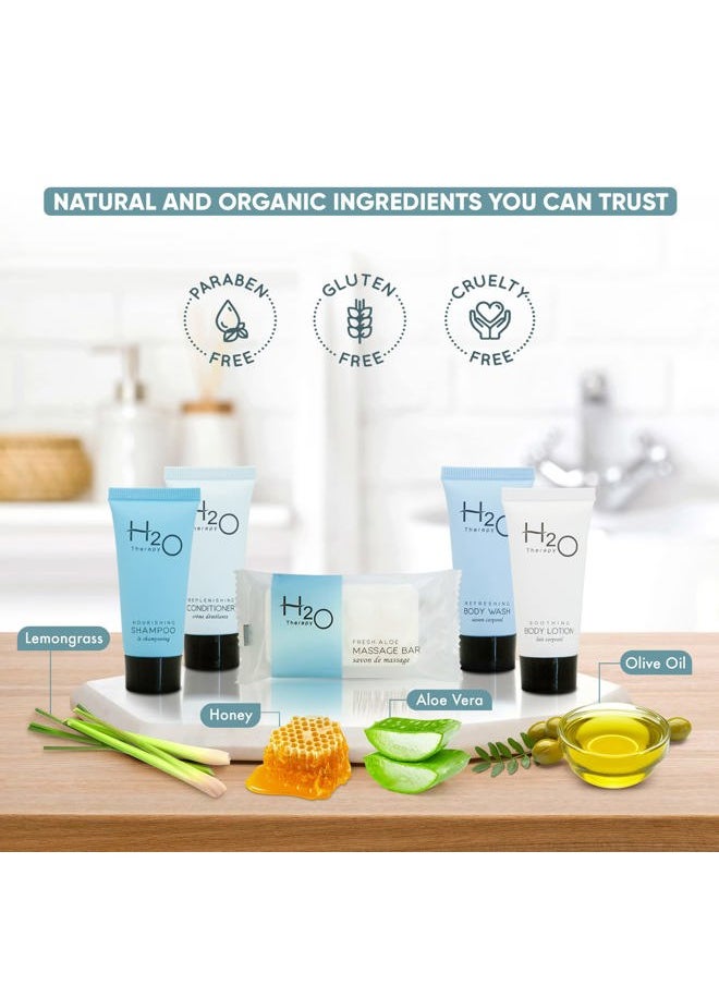 Terra Pure H2O Therapy Hotel Soaps & Toiletries Bulk Set | 1-Shoppe Amenities Kit | 0.85oz Shampoo & Conditioner, Body Wash, Lotion, 1oz Bar Soap | Travel Size | 300 Pieces  - Image 4