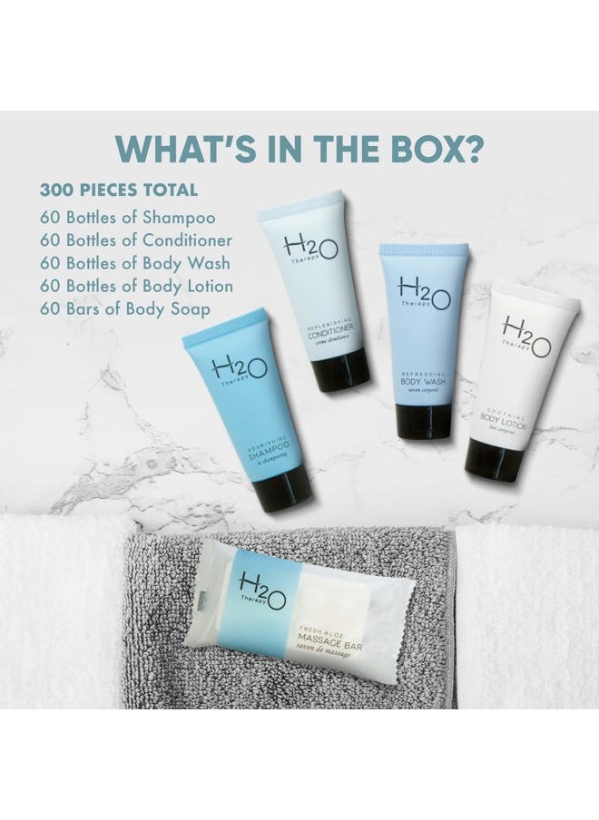 Terra Pure H2O Therapy Hotel Soaps & Toiletries Bulk Set | 1-Shoppe Amenities Kit | 0.85oz Shampoo & Conditioner, Body Wash, Lotion, 1oz Bar Soap | Travel Size | 300 Pieces  - Image 3