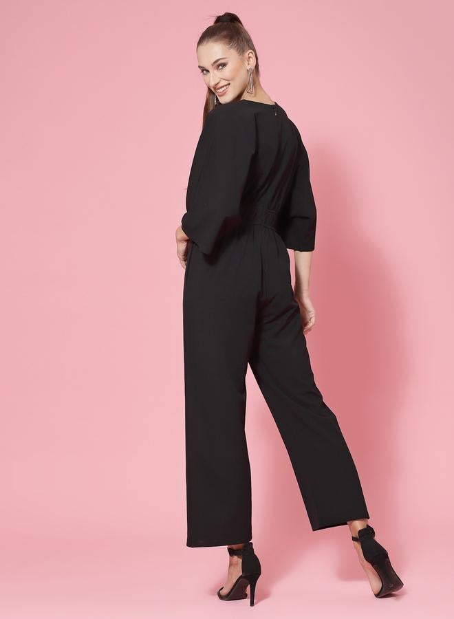 Kassually Solid V-Neck Straight Leg Jumpsuit - Image 3