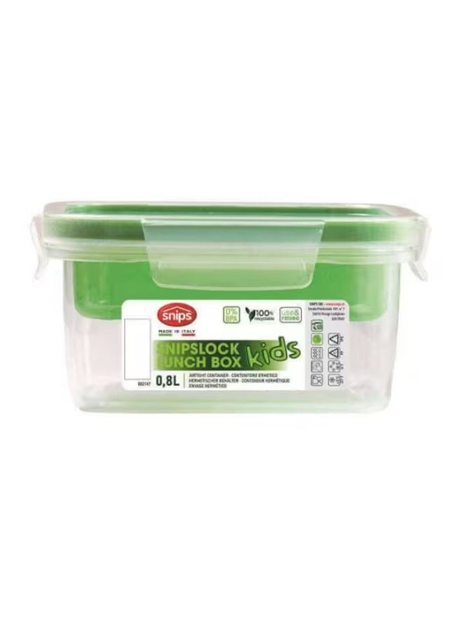 سنيبس علبة غداء مربعة عالية الجودة للأطفال بتصميم ديناصور، لون أخضر وشفاف، سعة 0.80 لتر - Image 3