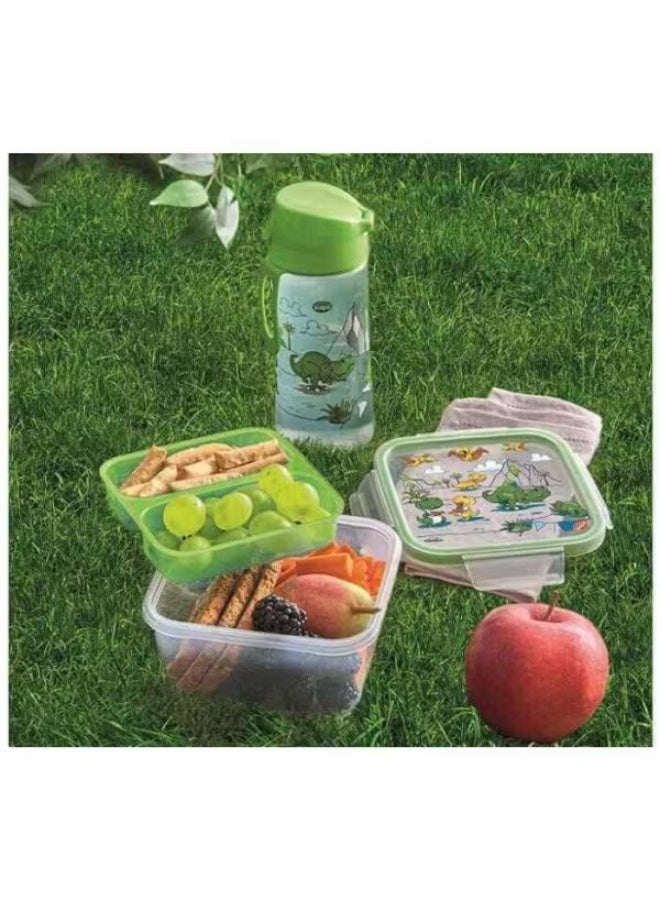 سنيبس علبة غداء مربعة عالية الجودة للأطفال بتصميم ديناصور، لون أخضر وشفاف، سعة 0.80 لتر - Image 5