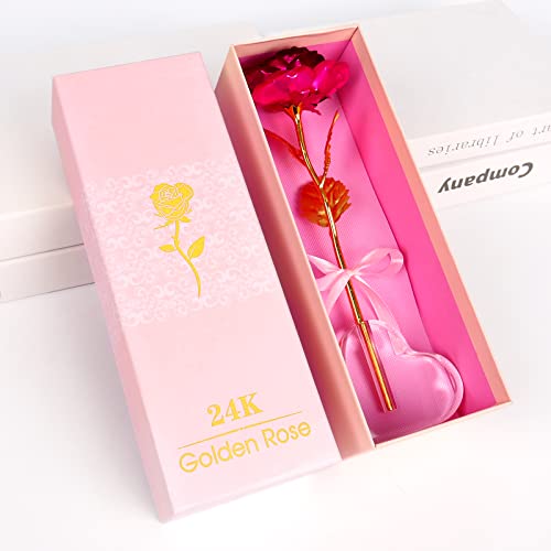 Beferr Christmas Birthday Gifts for Women Mom Christmas Galaxy Rose Glass Crystal Flowers with Heart-Shaped Base Eternal Roses Forever Preserved Flowers Xmas Gift for Grandma Wife Sister Her, Pink - Image 4