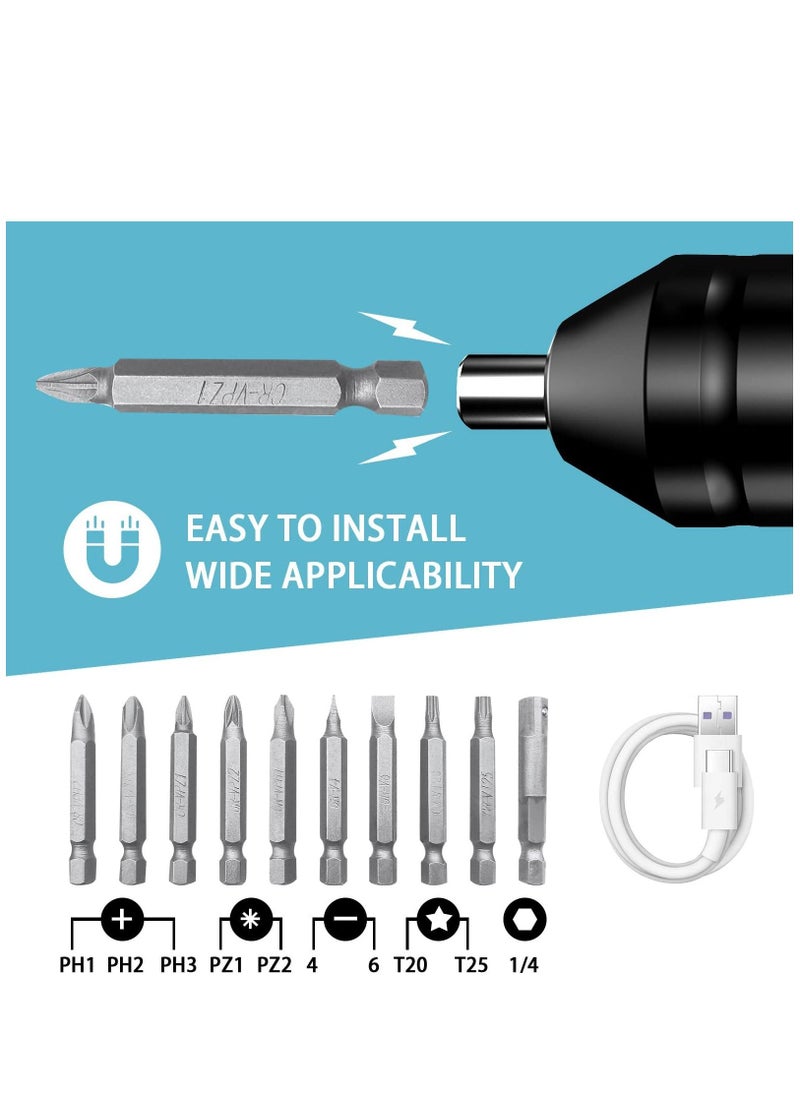 Y&D - Cordless Rechargeable Screwdriver 1200mAh 3.7V Rechargeable, with 10 Magnetic Bits Electric Sets Forward and Reverse Rotate Standard - Image 1