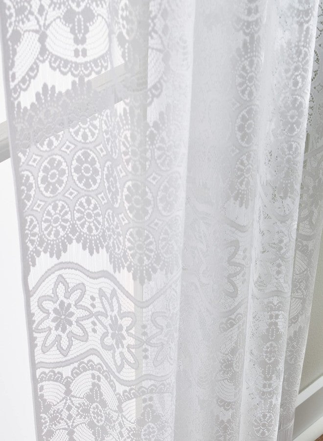CHF Boho Curtains Sheer Curtains Lace Vintage Tassel Fringe Window Curtain Panel for Bedroom, Living Room, Dorm Room, Rod Pocket, 1 Panel, 60” W x 84”L, White - Image 4