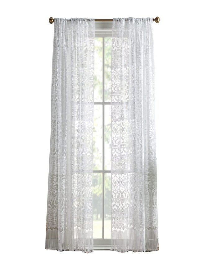 CHF Boho Curtains Sheer Curtains Lace Vintage Tassel Fringe Window Curtain Panel for Bedroom, Living Room, Dorm Room, Rod Pocket, 1 Panel, 60” W x 84”L, White - Image 5