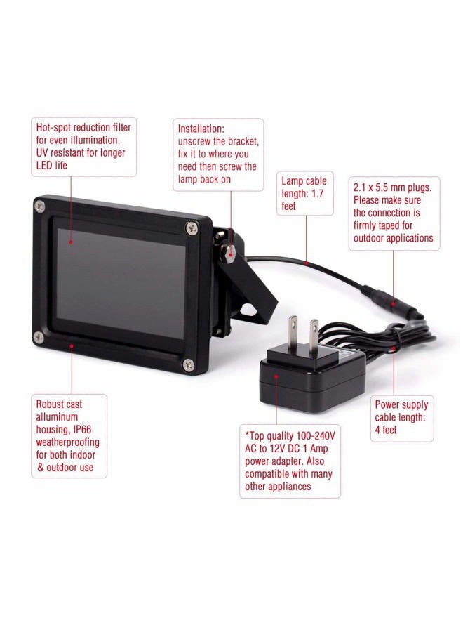 Tendelux 120ft IR Illuminator | BI8 Compact and Powerful 90ø Infrared Light for CCTV Security Camera (w/Power Adapter) - Image 3