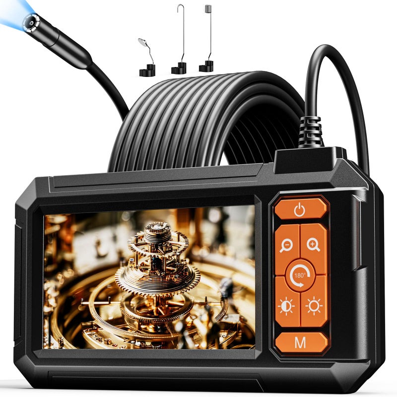 CARPDIM Endoscope Camera with Light,Borescope Cameras with 4.3" IPS 1920P HD Inspection Kamera IP67 Waterproof with 8 Adjustable LEDs 16.5 FT Semi-Rigid Cable Borescopes for Sewer Drain Pipe Cool Gadgets - Image 1