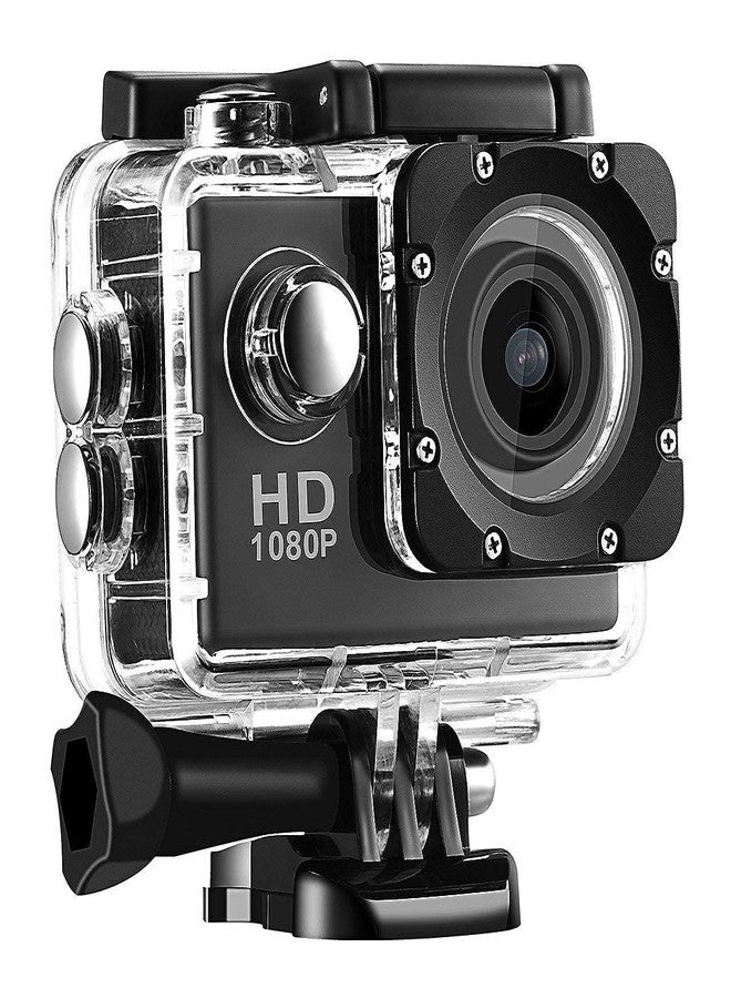 Raptauronicz Action Camera 1080P 12Mp Sports Camera Action Cam Underwater 30M/98Ft Waterproof Camera & Mounting Accessories Kit for Diving/Bicycle/Climbing/Swimming-Digital,Black - Image 1