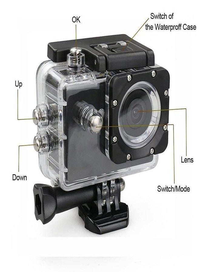Raptauronicz Action Camera 1080P 12Mp Sports Camera Action Cam Underwater 30M/98Ft Waterproof Camera & Mounting Accessories Kit for Diving/Bicycle/Climbing/Swimming-Digital,Black - Image 2