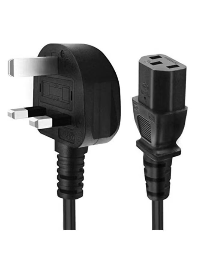 1.5m (5ft) PC Power Cable - UK Power Cord with Fuse, Heavy Duty 3-Pin AC Cable with Pure Copper Wire and Built-in Fuse - For PC, Monitor, TV, Printer, Copier, and Shredder - Black - Image 1