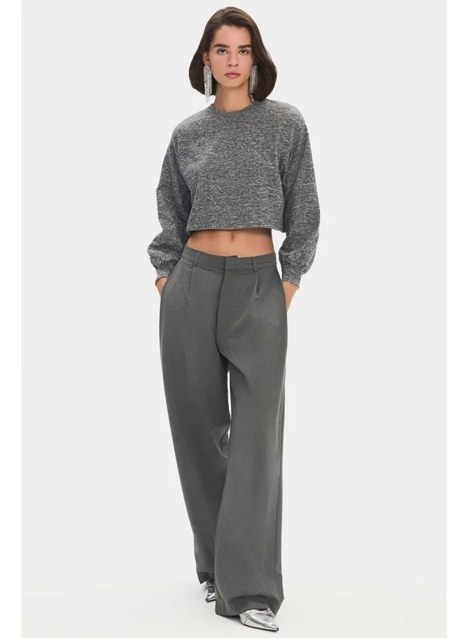 JUNE June Women Viscose Blend Balloon Sleeve Knitwear Sweater Anthracite