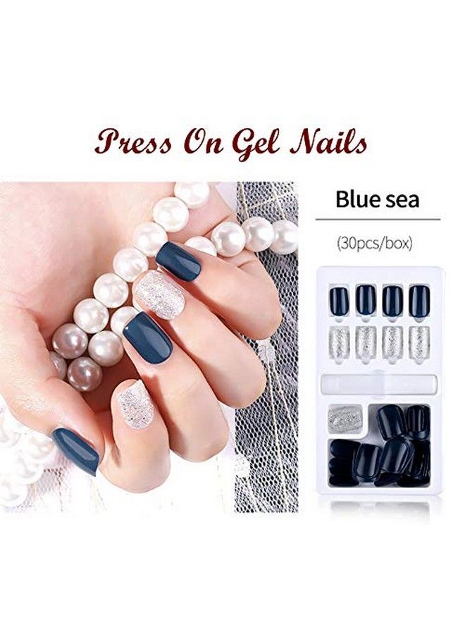 Store2508 Press On Gel Nails 30 Pcs With Double Sided Jelly Adhesive Nail Glue Nail Filer Mb658_Design 01 - Image 3