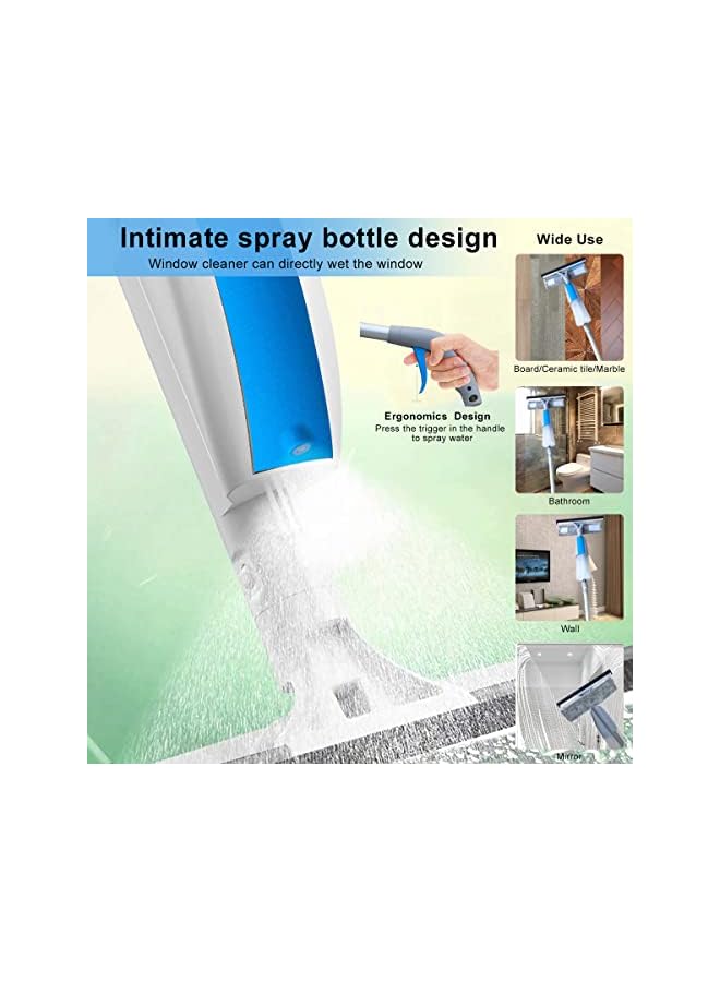 PROMASS Window Squeegee Cleaning Tool Set 3-in-1 Glass Washer 410ml Large Water Capacity & 3 Microfiber Scrubbers, Shower Squeegee with Extension Pole for Indoor/Outdoor High Window Glass Mirror - Image 4