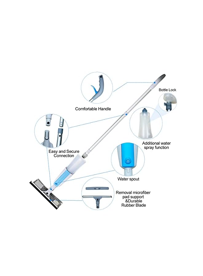 PROMASS Window Squeegee Cleaning Tool Set 3-in-1 Glass Washer 410ml Large Water Capacity & 3 Microfiber Scrubbers, Shower Squeegee with Extension Pole for Indoor/Outdoor High Window Glass Mirror - Image 5