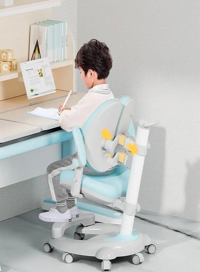 رافين كرسي مكتب للأطفال، كرسي تعليم الأطفال، مقعد تصحيح وضعية الجلوس، استخدام منزلي، ارتفاع قابل للتعديل ومسند للظهر، كرسي طلاب المدرسة الابتدائية 52 × 64 × 90 سم - Image 5