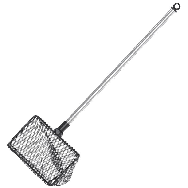 Pawfly 4 Inch Aquarium Fish Net with Telescopic Stainless Steel Handle Small Square Net with Soft Fine Mesh Sludge Food Residue Wastes Skimming Cleaning Net for Fish Tanks Small Koi Ponds and Pools - Image 1