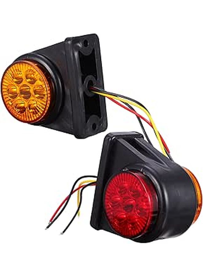 أضواء مقطورة LED ثنائية اللون مقاومة للماء طقم مكون من قطعتين مع 14 مصباح LED جانبي خلفي ساطع للإشارة - Image 1