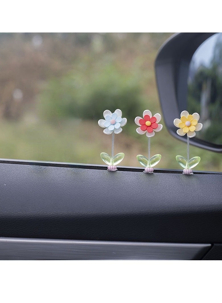 Generic 5pcs Daisy Flower Car Center Console Ornaments - Dashboard and Interior Decoration Accessories  - Image 2