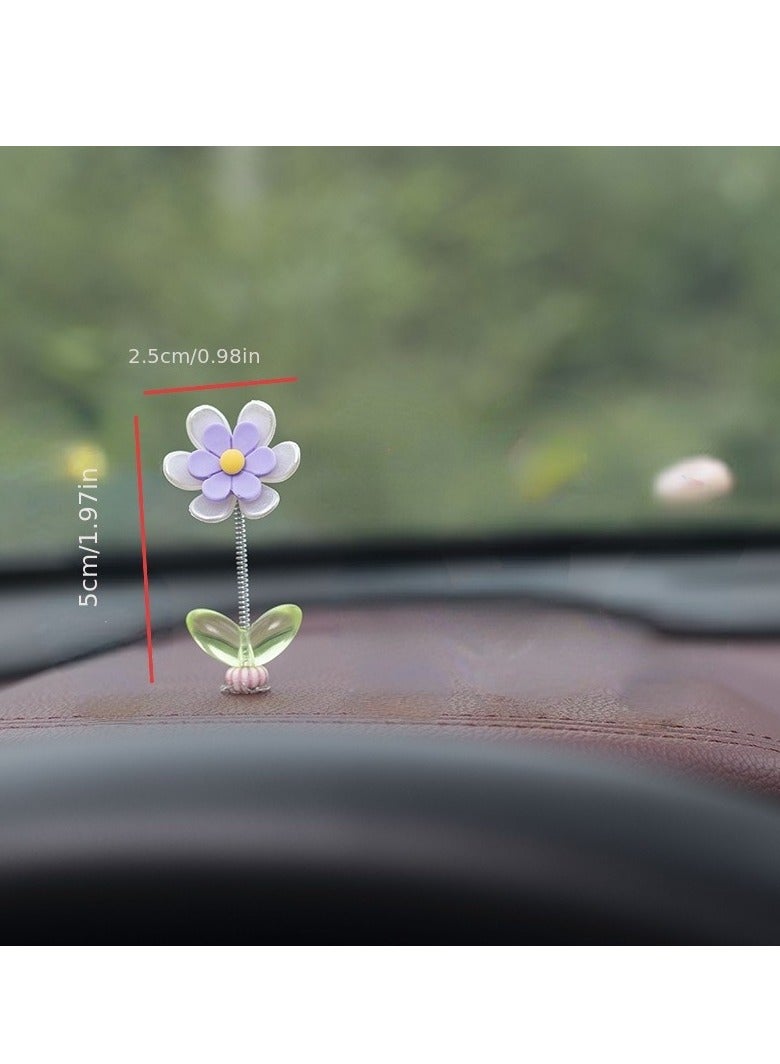 Generic 5pcs Daisy Flower Car Center Console Ornaments - Dashboard and Interior Decoration Accessories  - Image 4