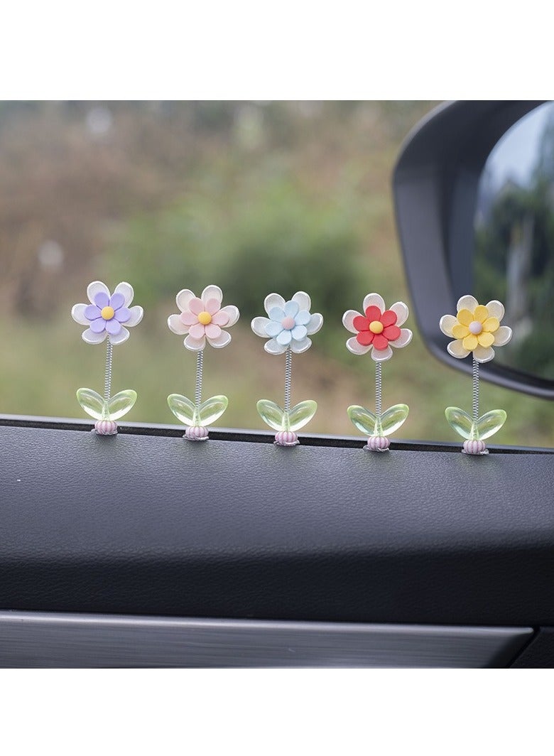Generic 5pcs Daisy Flower Car Center Console Ornaments - Dashboard and Interior Decoration Accessories  - Image 5