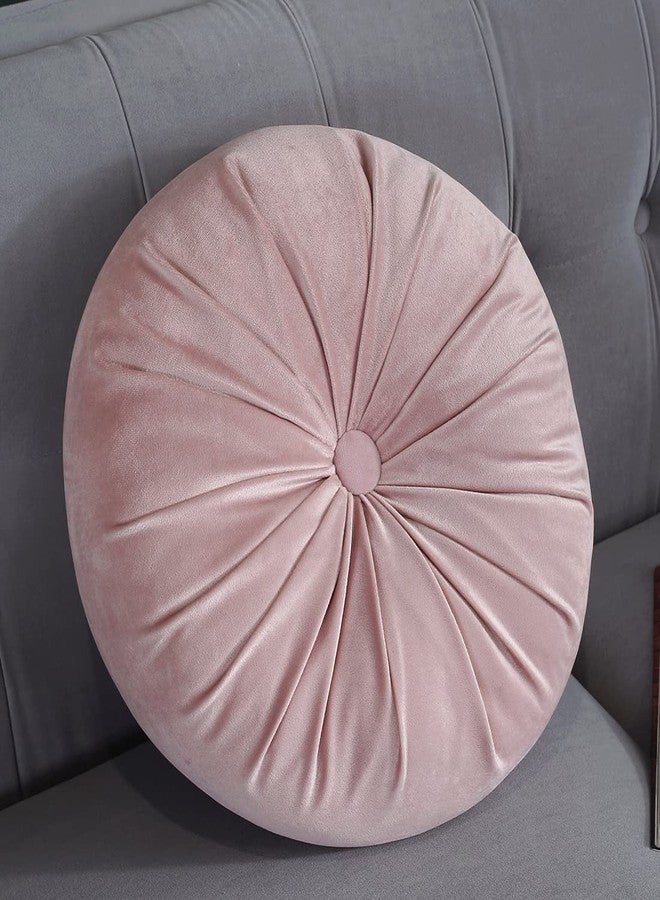 vctops Round Velvet Solid Color Chair Cushion Pumpkin Pleated Throw Pillow Home Decorative Floor Pillow Diameter 15" Pink - Image 1
