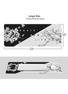 Ocean Gaming Mouse Pad Black and White Cherry Blossom,Extended Large Mouse Mat Desk Pad, Stitched Edges Mousepad, Long Non-Slip Rubber Base Mice Pad(31.5x11.8x0.12 Inch)  - Image 3
