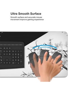 Ocean Gaming Mouse Pad Black and White Cherry Blossom,Extended Large Mouse Mat Desk Pad, Stitched Edges Mousepad, Long Non-Slip Rubber Base Mice Pad(31.5x11.8x0.12 Inch)  - Image 2