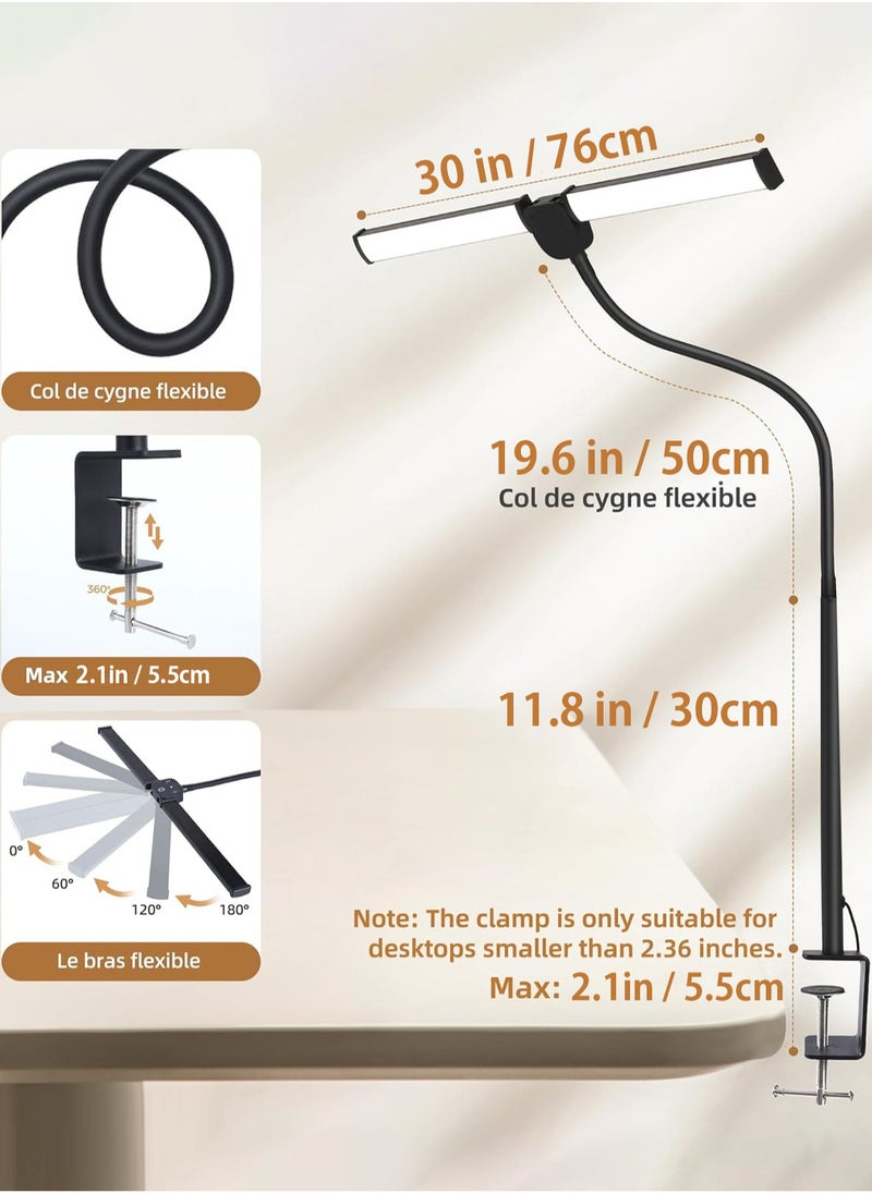 Led Desk Lamp for Home Office, Eye-Care Architect Light with Clamp, Adjustable Flexible Gooseneck,25 Lighting Models
