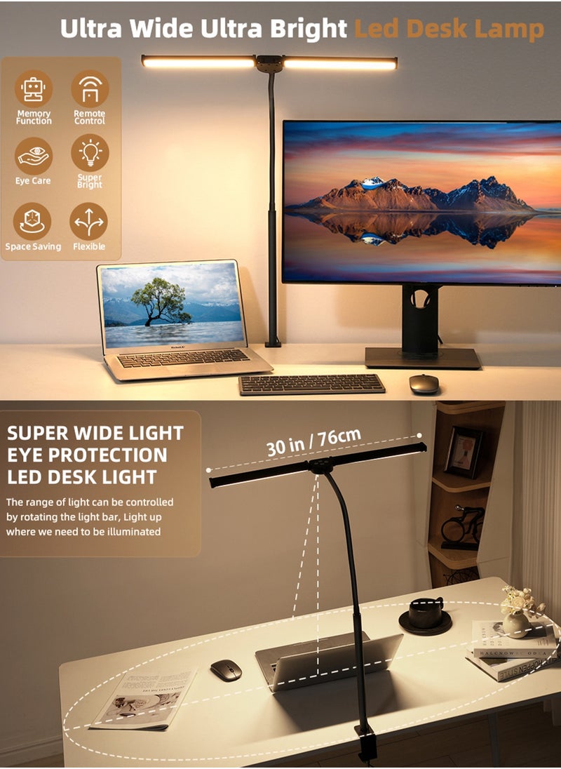 Led Desk Lamp for Home Office, Eye-Care Architect Light with Clamp, Adjustable Flexible Gooseneck,25 Lighting Models