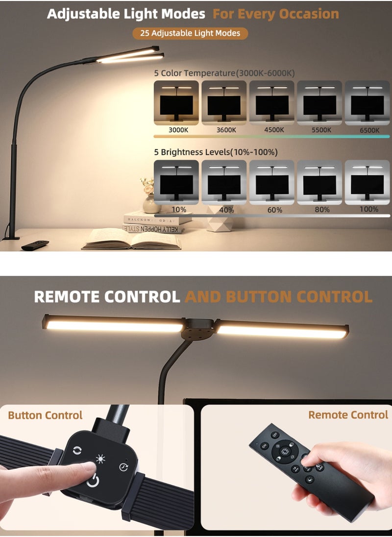 Led Desk Lamp for Home Office, Eye-Care Architect Light with Clamp, Adjustable Flexible Gooseneck,25 Lighting Models