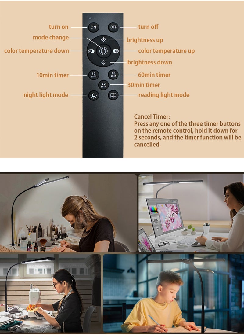 Led Desk Lamp for Home Office, Eye-Care Architect Light with Clamp, Adjustable Flexible Gooseneck,25 Lighting Models