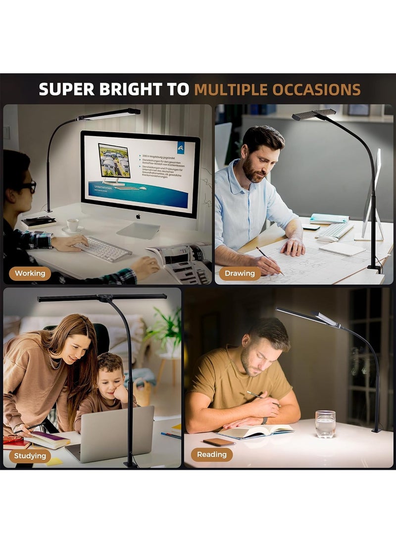 Led Desk Lamp for Home Office, Eye-Care Architect Light with Clamp, Adjustable Flexible Gooseneck,25 Lighting Models