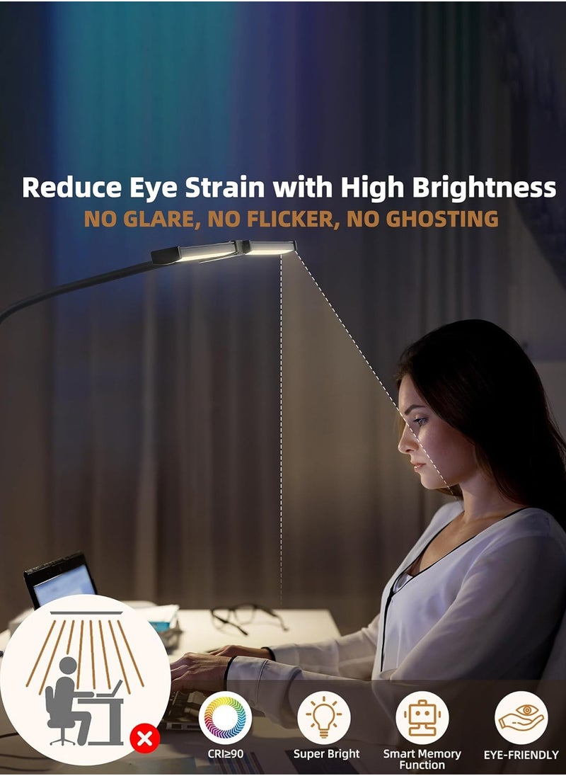Led Desk Lamp for Home Office, Eye-Care Architect Light with Clamp, Adjustable Flexible Gooseneck,25 Lighting Models