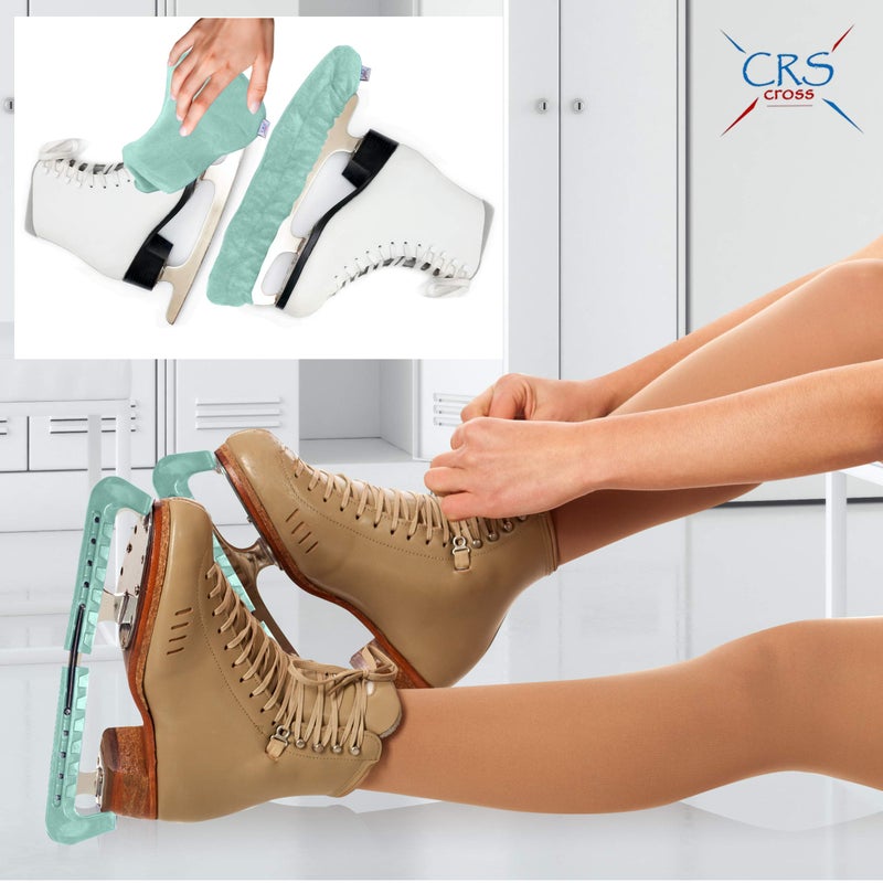 CRS Cross Ice Skate Guards, Soakers and Towel Gift Set. Essential Ice Skating Hard Guard and Soft Skate Blade Cover Accessories for Figure Skating or Hockey (Sit Spin Sea Foam, Large) - Image 5