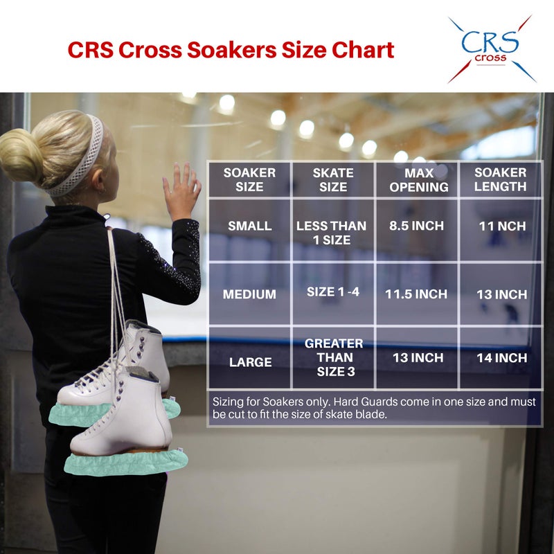 CRS Cross Ice Skate Guards, Soakers and Towel Gift Set. Essential Ice Skating Hard Guard and Soft Skate Blade Cover Accessories for Figure Skating or Hockey (Sit Spin Sea Foam, Large) - Image 2