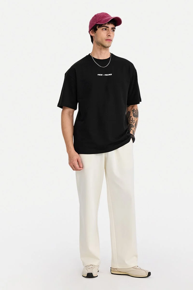 سنيتش Black Graphic Half Sleeve Oversized Streetwear T-Shirt